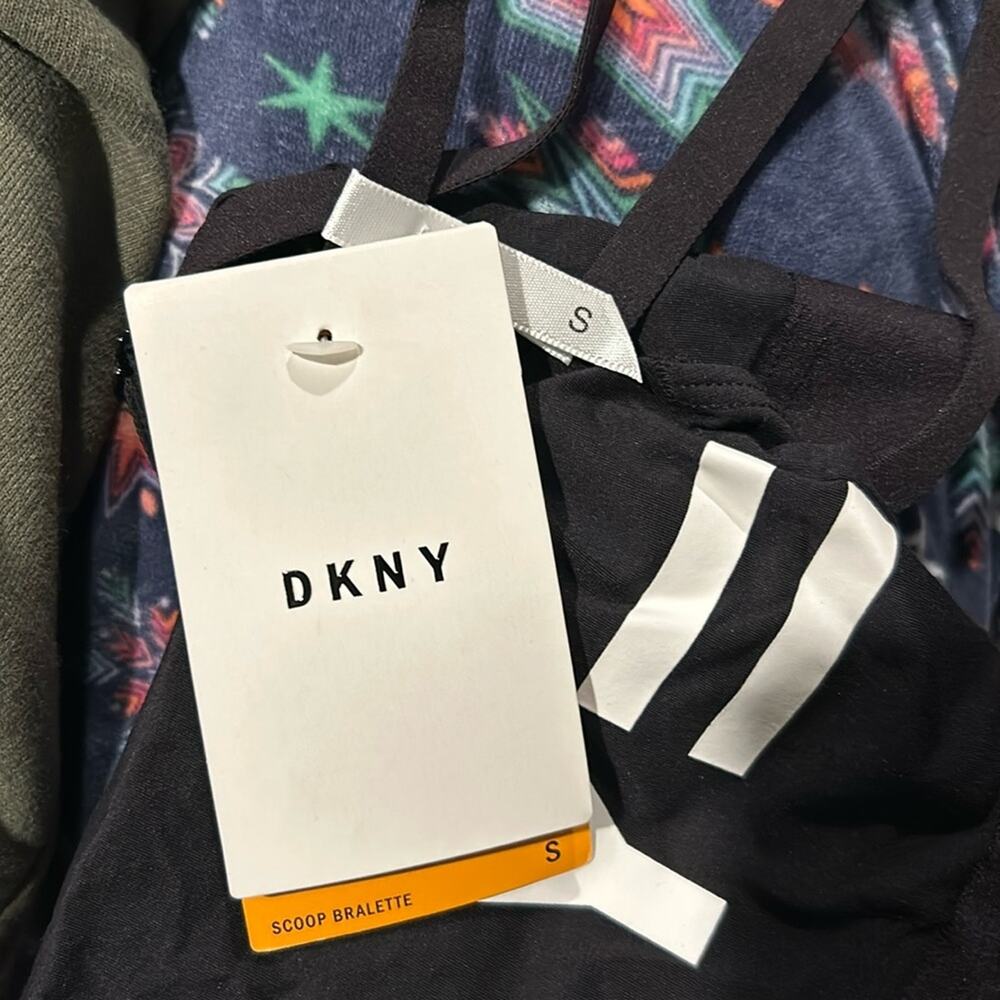 DKNY Cotton Blend Logo Wire-Free Bralette DK4509 Black Size Small - Picture 3 of 5